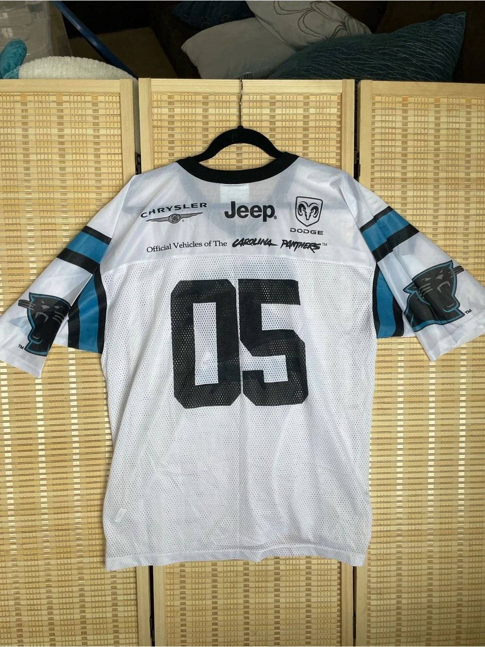 Carolina Panthers White & Teal Mesh Jersey Top